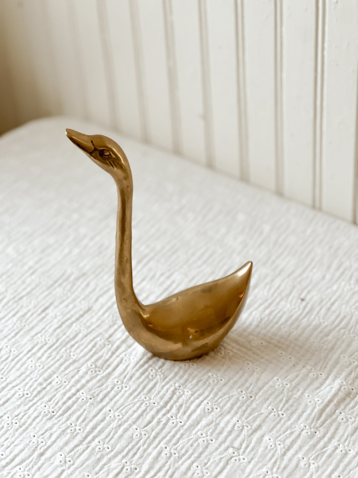 Vintage solid brass swan